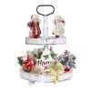 2 Tier Serving Tray Round Farmhouse Kitchen Table Tray Stand Food Fruits Cupcake Display Coffee Countertop Tray