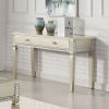 Sofa Table Silver Glam Storage Drawers Table 5mm Tempered Glass Top w/ Diamond Pattern Living Room 1pc Side Table.