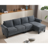 [NEW ARRIVED] [VIDEO PROVIDED]Convertible Sectional Sofa with Storage,L-shaped sofa,Four-seater sofa,Modern Linen Fabric Sectional Couches for Living