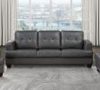 Living Room Gray Modern Comfort Sofa 1pc Premium Faux Leather Upholstery Tufted Detail Solid Wood Frame Furniture