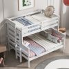 Wood Twin over Full Bunk Bed with Ladder, White