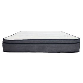 14 in. Hybrid Plush King Size Foam Mattress, Soft Polyester Knit Cover, Multi-Layer Foam Mattress, White/Gray