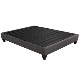 Contemporary 14 in. Platform Mattress Foundation, Full Size Upholstered Bed Frame Base, Dark Gray