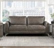 Brownish Gray Polished Microfiber Upholstery Elegant Modern Style Sofa 1pc Solid Wood Living Room Furniture Silver Finish Metal Legs