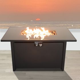 Living Source International 25'' H x 42'' W Steel Outdoor Fire Pit Table with Lid