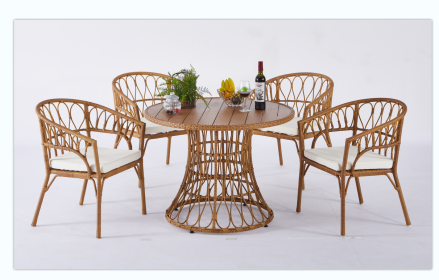 Outdoor dinner simple bamboo woven chair table legs