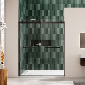 Bypass shower door, sliding door, with 5/16" tempered glass and Matted black finish 6074