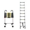 8.5FT telescopic ladder, telescopic aluminum alloy multi-purpose folding telescopic ladder with hooks and triangular support frame, suitable for outdo