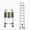 Telescopic ladder, 9.5 foot aluminum button telescopic ladder with 2 triangular stabilizers and hooks, multi-purpose ladder, maximum load-bearing capa