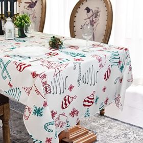 Muwago Classic Christmas Printed Tablecloth, Table Cloth for Christmas Dinner, Holiday and Family Gatherings, and Christmas Dinner Rectangle 52 x 70 I