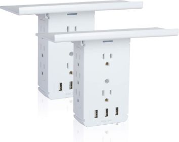 Bosonshop Wall Outlet Extender-2 Pack Surge Protector Multifunctional Outlet Wall Plug with 3 USB Ports(3.4A Total), 8 AC Outlets, Removable Outlet Sh