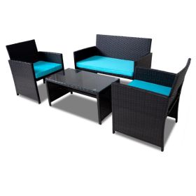 4 Pieces Patio Furniture Set,Porch Conversation Set for Garden, Outdoor PE Rattan Wicker Chairs with Cushion,Sectional Loveseat for Poolside or Backya