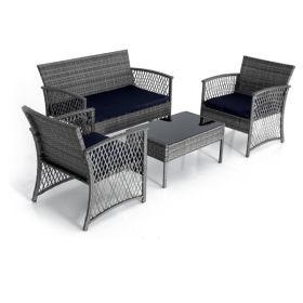 Y Enjoy Patio Furniture Sets,4 Pieces PE Rattan Wicker Chair Conversation Set,Outdoor Wicker Rattan Chairs Garden Backyard Balcony Porch Poolside with