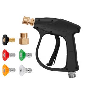 VEVOR Short Pressure Washer Gun, 4350 PSI High Power Washer Spay Gun, M22-14 Inlet & 1/4'' Outlet Hose Connector Foam Gun, Stainless Steel Pressure Wa