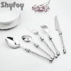 SHYFOY Silverware Set Cutlery Stainless Crushed Diamond Home Decor 5 PCS , Silver, 1 Set