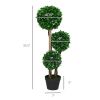 HOMCOM 3ft/35.5" Artificial 3 Ball Boxwood Topiary Tree with Pot, Indoor Outdoor Fake Plant for Home Office, Living Room Decor