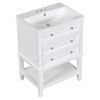 24" Bathroom Vanity With Sink, Bathroom Storage Cabinet with Drawer and Open Shelf, Solid Wood Frame