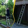 8.5FT telescopic ladder, telescopic aluminum alloy multi-purpose folding telescopic ladder with hooks and triangular support frame, suitable for outdo