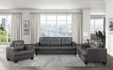 Living Room Gray Modern Comfort Sofa 1pc Premium Faux Leather Upholstery Tufted Detail Solid Wood Frame Furniture