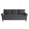 Modern Living Room Sofa Set 2pcs Comfort Sofa Loveseat Plush Seatbacks Tufted Detail Gray Velvet Upholstery Solid Wood Frame Furniture