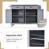 Kitchen Island Cart with Solid Wood Top and Locking Wheels,54.3 Inch Width,4 Door Cabinet and Two Drawers,Spice Rack, Towel Rack (Grey Blue)