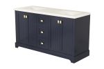 Vanity Sink Combo featuring a Marble Countertop, Bathroom Sink Cabinet, and Home Decor Bathroom Vanities - Fully Assembled Blue 60-inch Vanity with Si