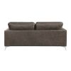 Brownish Gray Polished Microfiber Upholstery Elegant Modern Style Sofa 1pc Solid Wood Living Room Furniture Silver Finish Metal Legs