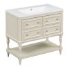 36" Bathroom Vanity Cabinet with Sink Combo Set, Undermount Resin Sink, Free Standing Vanity Set with 4 Drawers, Solid Wood Frame Bathroom Cabinet, Be