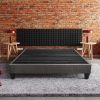 Contemporary 14 in. Platform Mattress Foundation, King Size Upholstered Bed Frame Base, Dark Gray