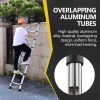 10.5ft (about 3.2m) retractable ladder, multi-functional foldable ladder, with hook, aluminum retractable ladder, suitable for daily use of RV, attic,