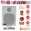 5 Core Outdoor Speakers Stereo In Wall Speaker Pair 100W Peak Passive Outside Surface Mount Wired Waterproof Patio House Garage Indoor Exterior Audio