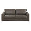 Brownish Gray Polished Microfiber Upholstery Elegant Modern Style Sofa 1pc Solid Wood Living Room Furniture Silver Finish Metal Legs