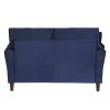 Modern Living Room Sofa Set 2pcs Comfort Sofa Loveseat Plush Seatbacks Tufted Detail Blue Velvet Upholstery Solid Wood Frame Furniture