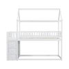 TWIN/TWIN HOUSE BUNK BED WITH SHELVES AND DRAWERS FOR WHITE COLOR