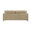 Elegant Modern Style 2pc Sofa Set Sand-Hued Polished Microfiber Upholstery Sofa Loveseat Set Solid Wood Living Room Furniture Silver Finish Metal Legs