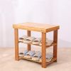 Bosonshop 2-Tier Bamboo Shoe Bench Rack Shoe Storage 19" x 11" x 17.5" (L x W x H)