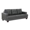 Living Room Gray Modern Comfort Sofa 1pc Premium Faux Leather Upholstery Tufted Detail Solid Wood Frame Furniture