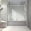 6076 Chrome frameless one fixed and one shifted Shower Door, 2 3/4inches 70MM 304 stainless steel large pulleys with adjustable soft closing function