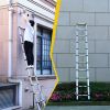 10.5ft (about 3.2m) retractable ladder, multi-functional foldable ladder, with hook, aluminum retractable ladder, suitable for daily use of RV, attic,