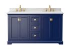 Vanity Sink Combo featuring a Marble Countertop, Bathroom Sink Cabinet, and Home Decor Bathroom Vanities - Fully Assembled Blue 60-inch Vanity with Si