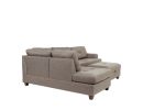 Contemporary 3-pcs Sectional Sofa Mocha Dorris Fabric Cushion Sofa Chaise Ottoman Reversible Couch Pillows