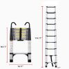 Telescopic ladder, 9.5 foot aluminum button telescopic ladder with 2 triangular stabilizers and hooks, multi-purpose ladder, maximum load-bearing capa