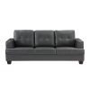 Living Room Gray Modern Comfort Sofa 1pc Premium Faux Leather Upholstery Tufted Detail Solid Wood Frame Furniture