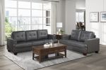 Living Room Gray Modern Comfort Sofa 1pc Premium Faux Leather Upholstery Tufted Detail Solid Wood Frame Furniture