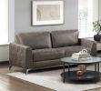 Brownish Gray Polished Microfiber Upholstery Elegant Modern Style Sofa 1pc Solid Wood Living Room Furniture Silver Finish Metal Legs