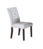 Modern Bone White Fabric 2pc Side Chairs Tufted Back Upholstered Back Rustic Espresso Wooden Legs Dining Room