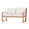 Contemporary Solid Wood Slat-Back Patio Loveseat ‚Äì Natural