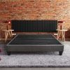 Contemporary 14 in. Platform Mattress Foundation, Full Size Upholstered Bed Frame Base, Dark Gray