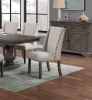 Traditional Formal 2pc Side Chairs Upholstered Wingback Design Oak Finish Dining Room Furniture Nailhead Trims Dining Chairs