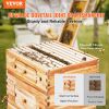 VEVOR Bee Hive 40 Frame Bee Hives Starter Kit, Beeswax Coated Cedar Wood, 2 Deep + 2 Medium Bee Boxes Langstroth Beehive Kit, Transparent Acrylic Wind